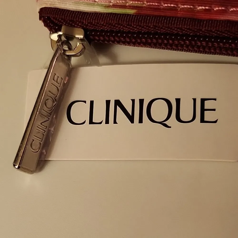 Clinique Pink and Red Cosmetic Pouch